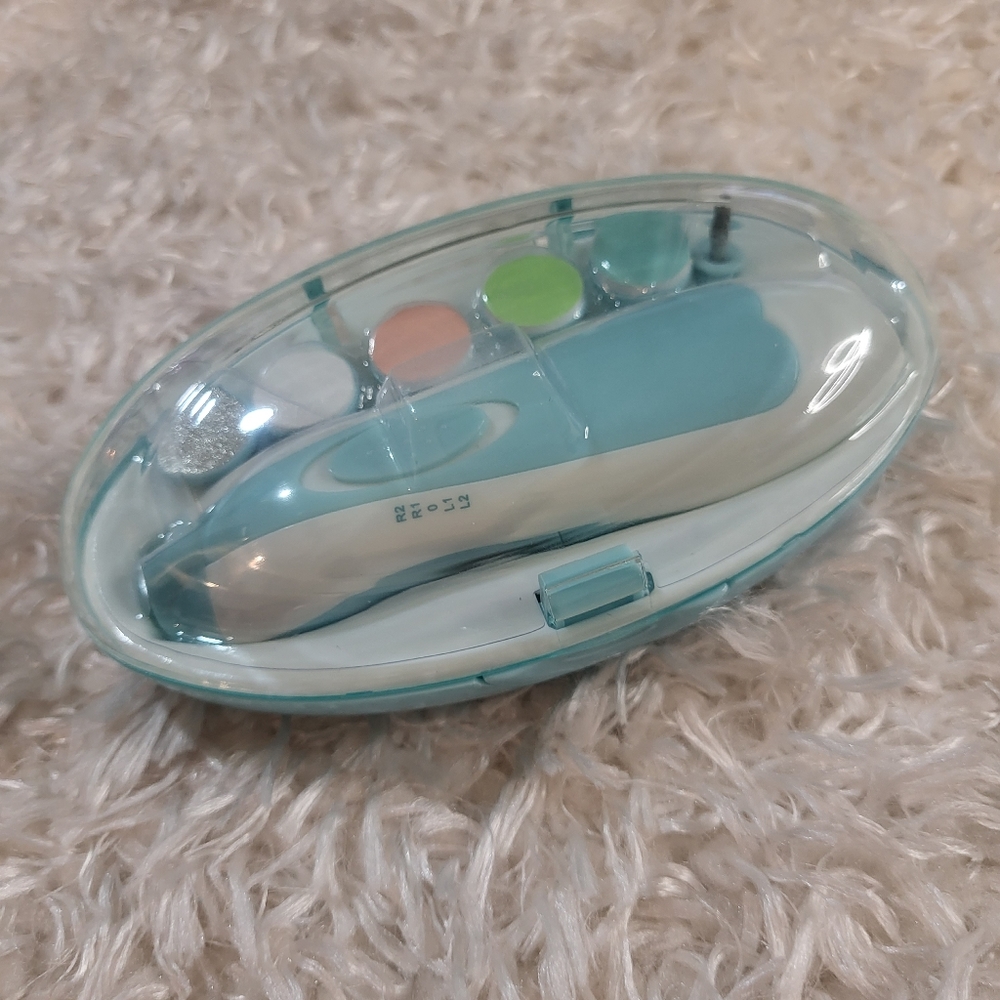 Baby Manicure Set, 6 Interchangeable Attachments, Baby Blue - New